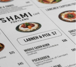 Shami Cafe Portland Menu With Price.