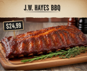 J.W. Hayes BBQ Menu With Price.