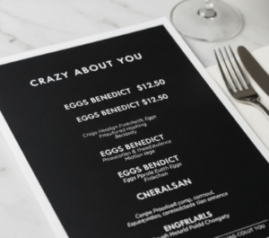 Crazy About You Menu With Price.